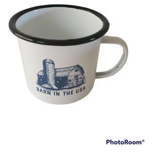 Bella |"Barn in the USA" Tin Mug Farmhouse Cottagecore Blue White
